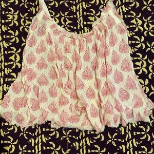 Elan Pink and Cream Ruffled Camisole